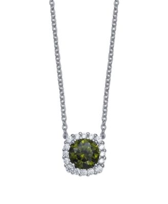Multi Colored Cubic Zirconia Cushion Shape Pendant Necklace in Sterling Silver
