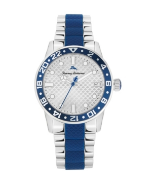 image of Tommy Bahama Women-s Silicone Center Silver-Tone Steel Bracelet Strap Watch, 36mm