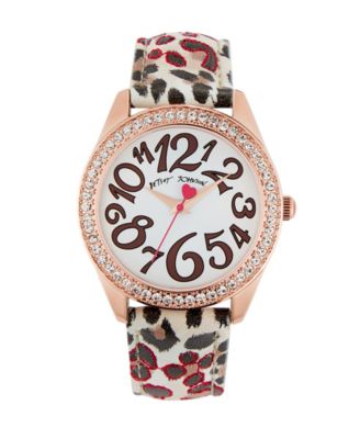 Betsey Johnson - Women's Leopard Leather Strap Watch 40mm