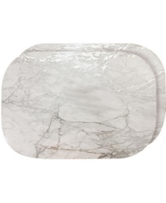 Foiled Marble Granite Thick Cork Heat Resistant 12" x 18" Placemats - Set of 2