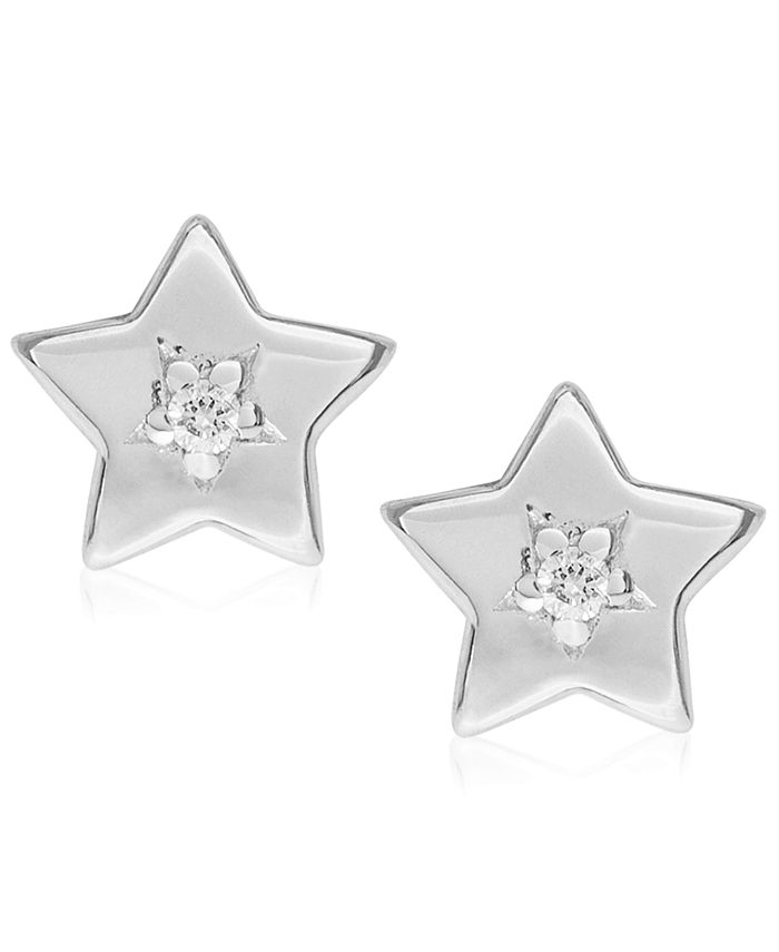 Rhona Sutton - Children's Diamond Accent Star Stud Earrings in Sterling Silver