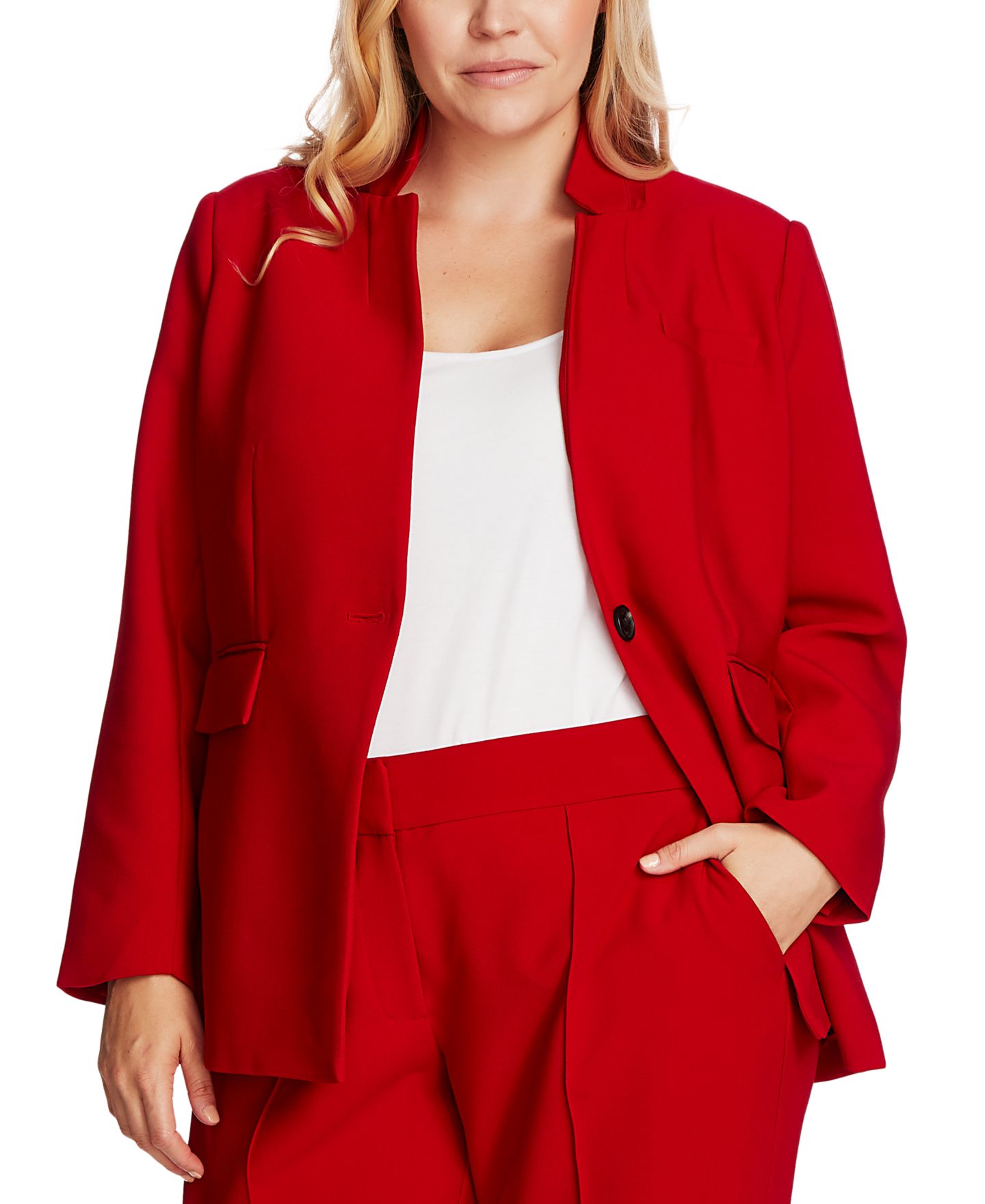 Женский пиджак Vince Camuto Plus Size One-Button Notch-Collar Blazer, цвет: Красный — фото 1