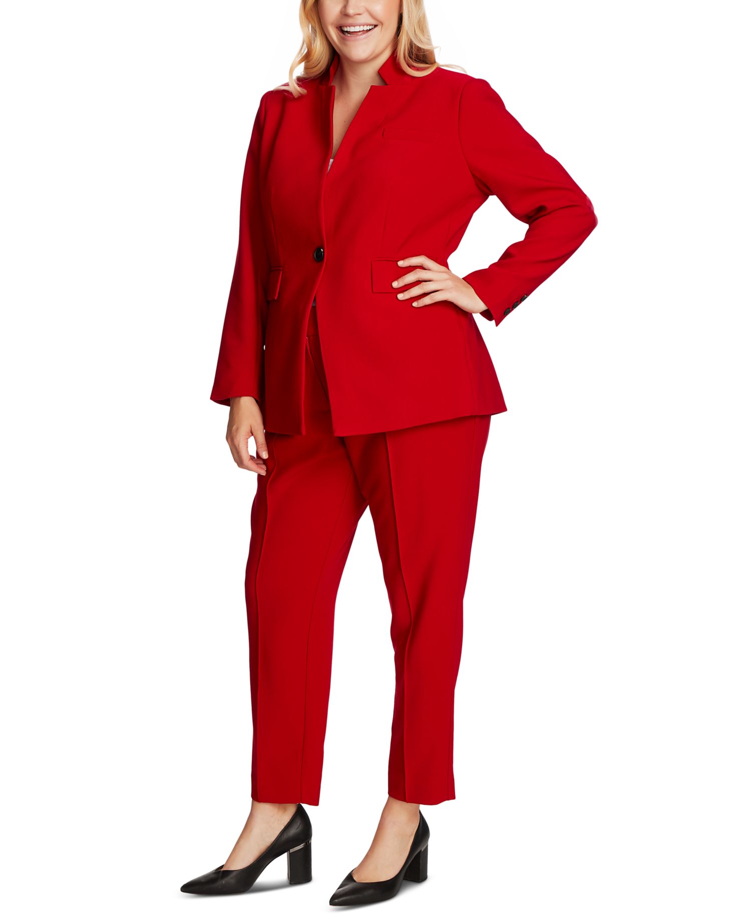 Plus Size One-Button Notch-Collar Blazer