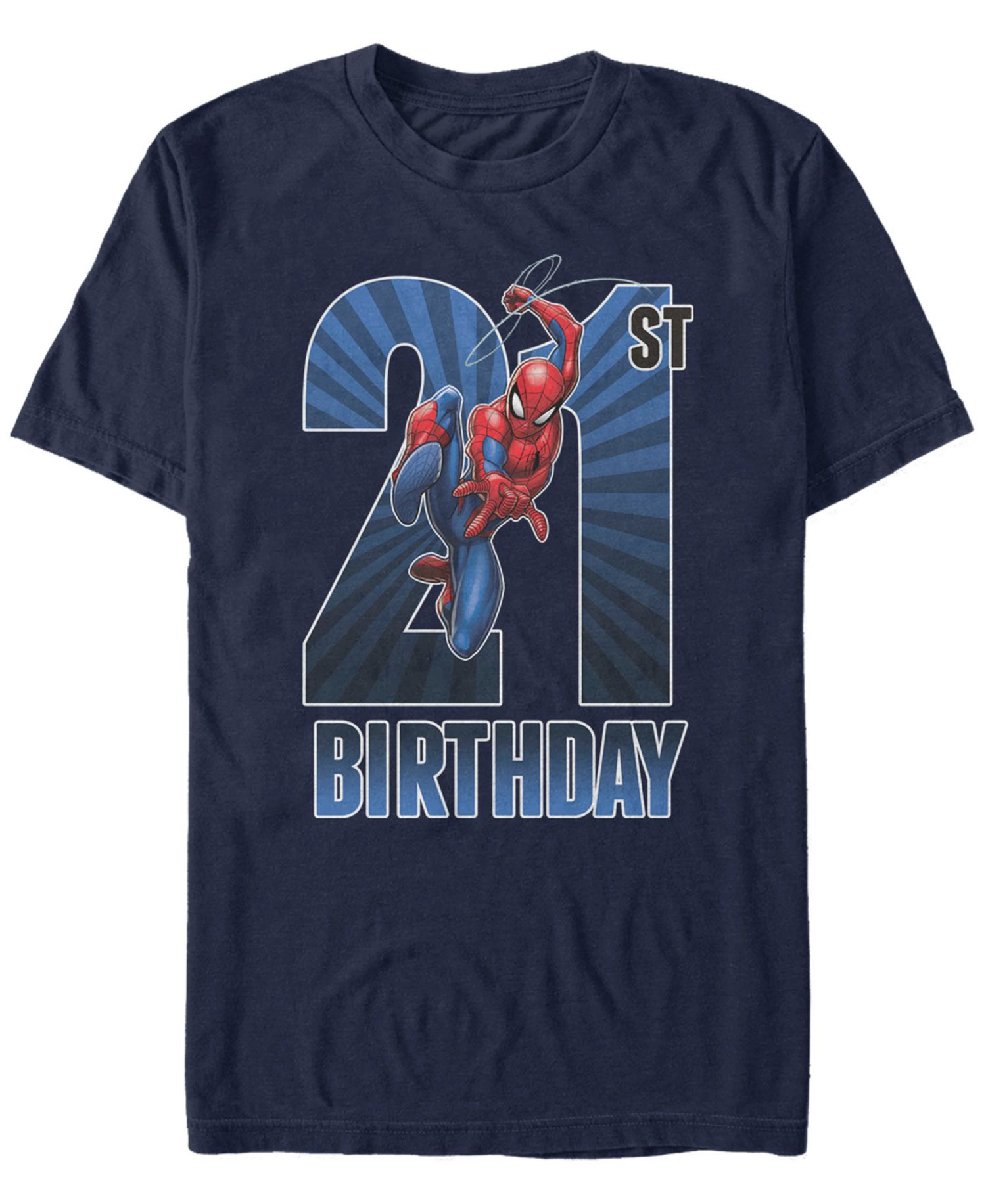 Men's Marvel Spider-Man Swinging 21st Birthday Short Sleeve T-Shirt