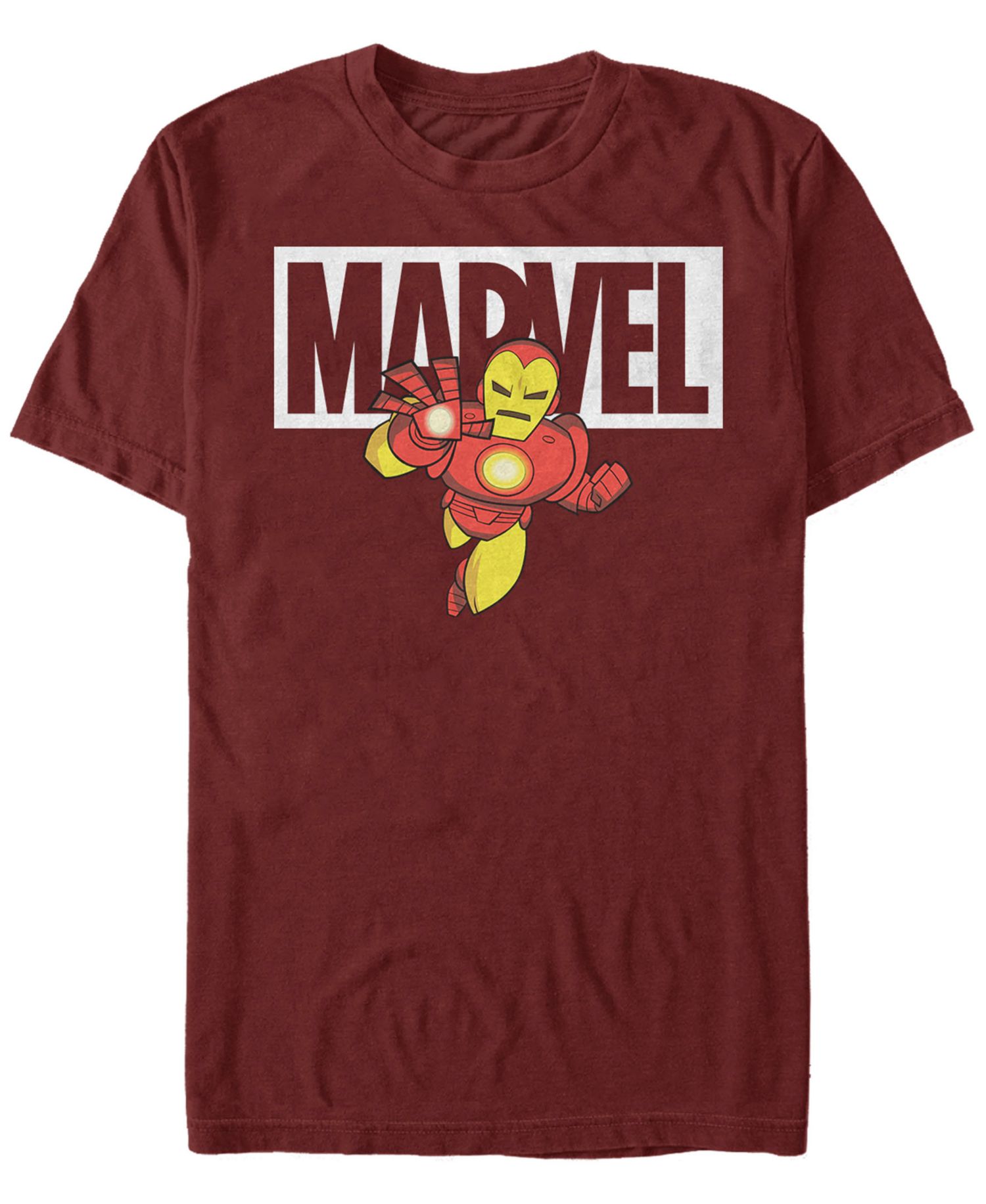 Marvel Men's Classic Iron Man Cartoon Brick Logo, Short Sleeve T-Shirt