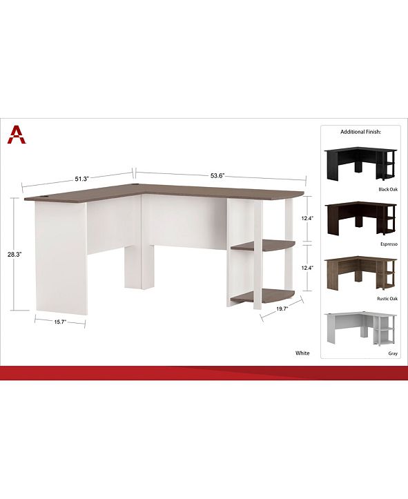 Ameriwood Home Dakota L-Shaped Desk with Bookshelves ...