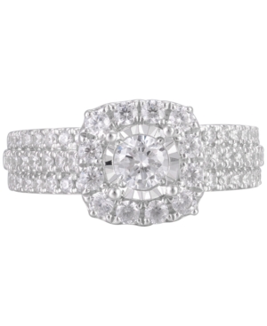 image of Diamond Halo Triple Row Ring (1-1/4 ct. t.w.) in 14k White Gold
