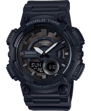 Shop Casio Men's Analog-digital Black Resin Strap Watch 50mm