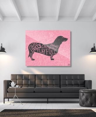 Traits Dachshund Dog in Grey on Pink 20" x 24" Acrylic Wall Art Print