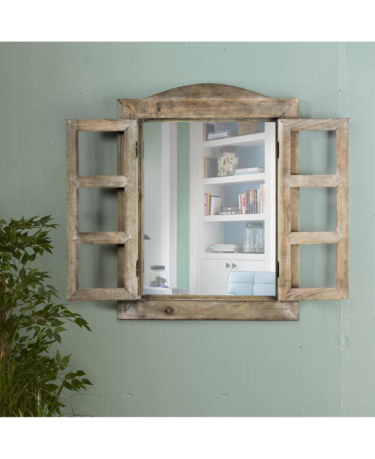 American Art Decor Rustic Window Shutter Wall Vanity Mirror