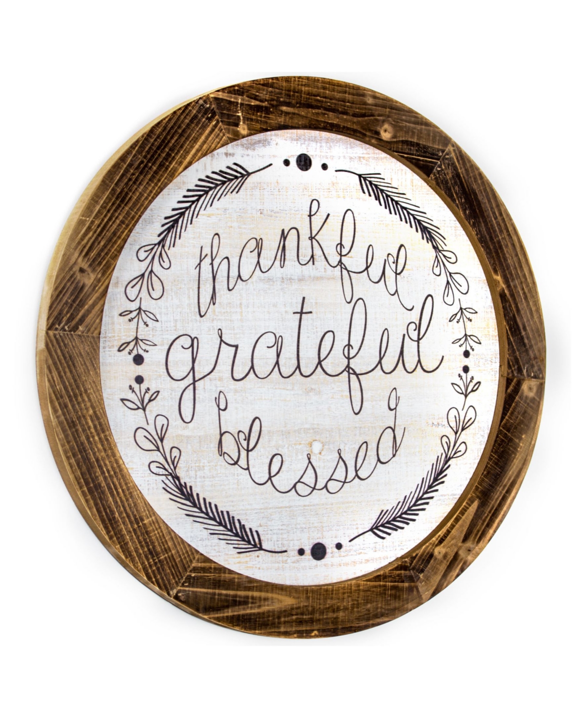 Crystal Art Gallery American Art Decor Thankful Grateful Blessed Wood Sign In Brown