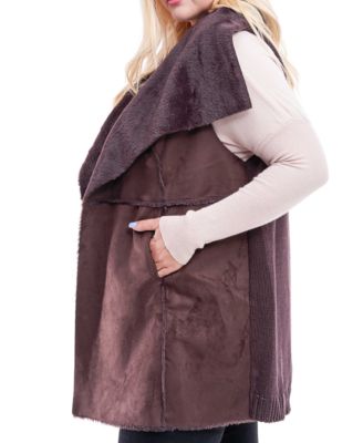 Fever Plus Size Faux-Shearling Sweater Vest