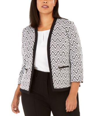 Kasper - Plus Size Zigzag Knit Jacket