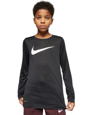 image of Nike Big Boys Dri-fit Swoosh Long-Sleeve T-Shirt