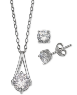 Giani Bernini 2-pc. Set Cubic Zirconia Pendant Necklace And Stud Earrings In Sterling Silver, Created For Macy's In Sterling Silver