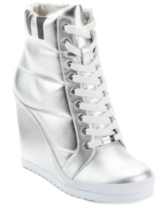dkny high top wedge sneakers