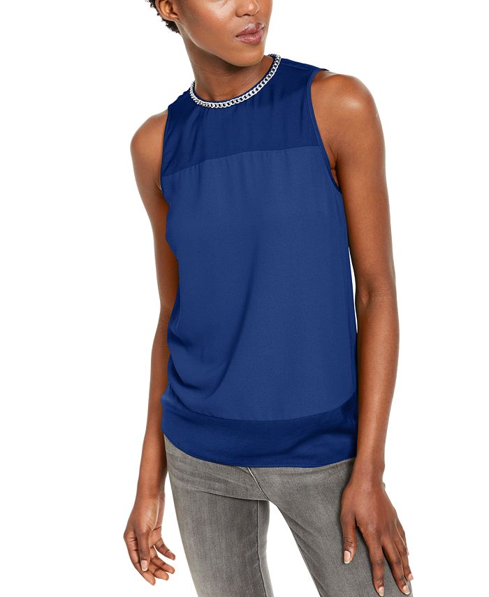Michael Kors Embellished Colorblocked Top - Macy's