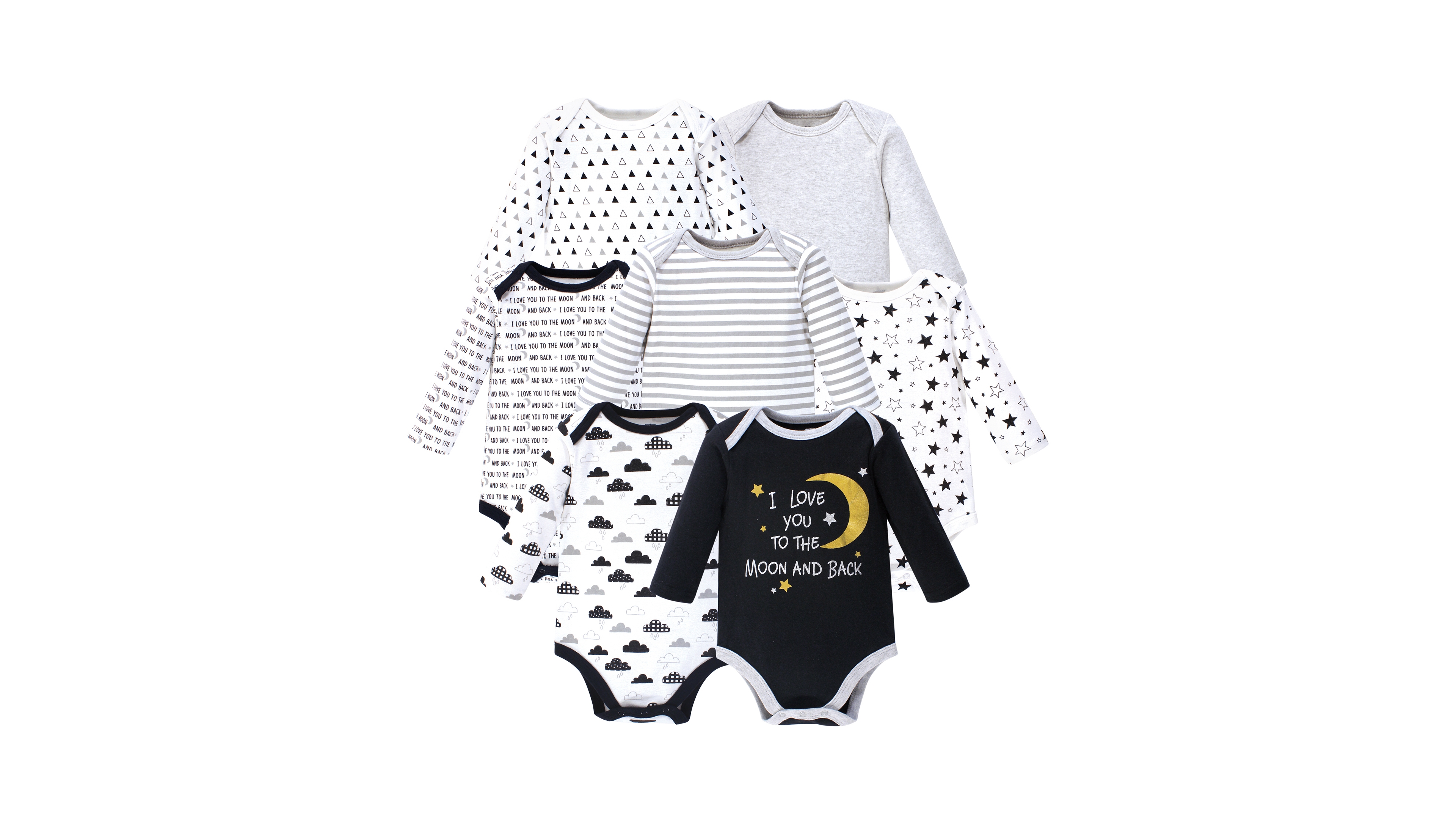 Hudson Baby Boys Unisex Multipack of 7 Cotton Long-Sleeve Bodysuits