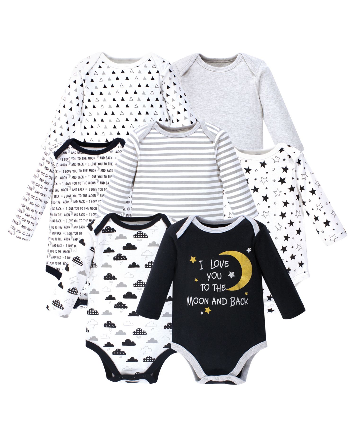 Unisex Multipack of 7 Cotton Long-Sleeve Baby Bodysuits