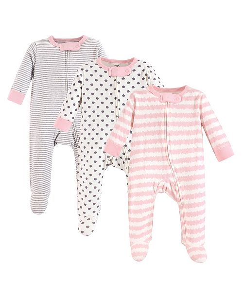Touched By Nature Baby Girl Organic Cotton Sleep And Play 3 Pack