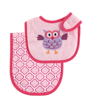 Luvable Friends Baby Girl Bib and Burp Cloth Set