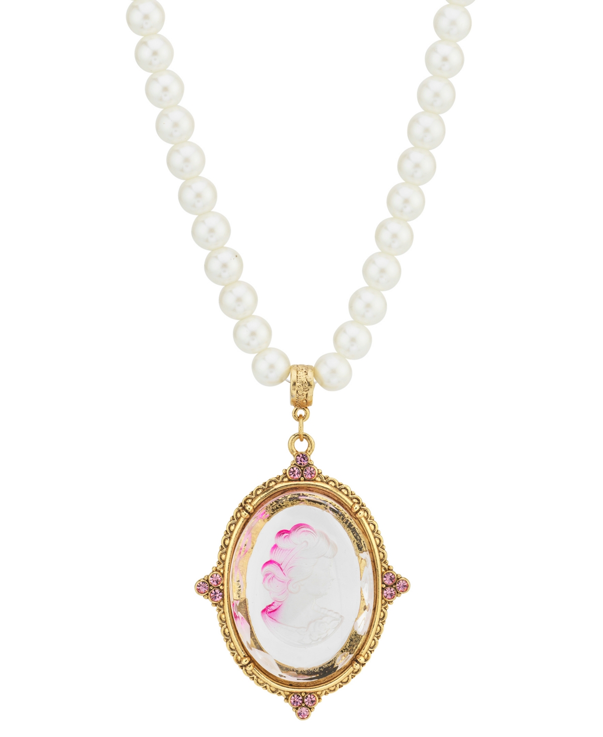 2028 Gold-tone Pearl Necklace In Pink