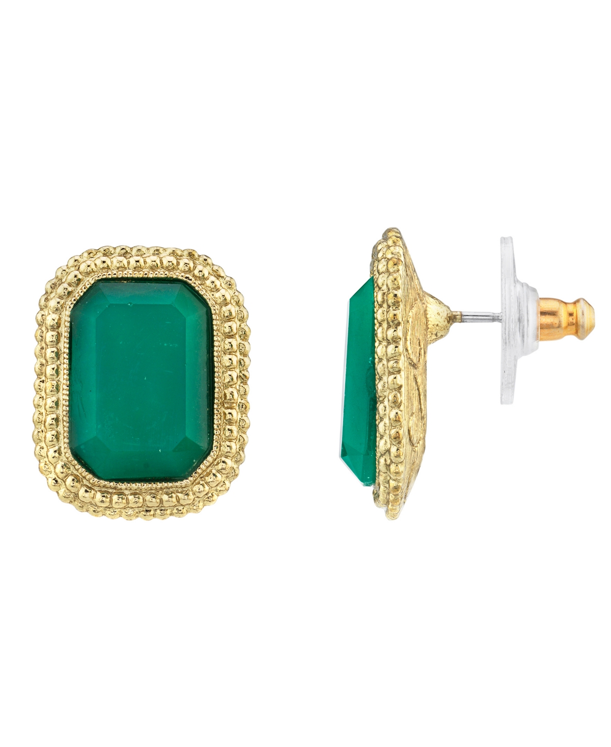 2028 Gold-tone Post Earrings In Green