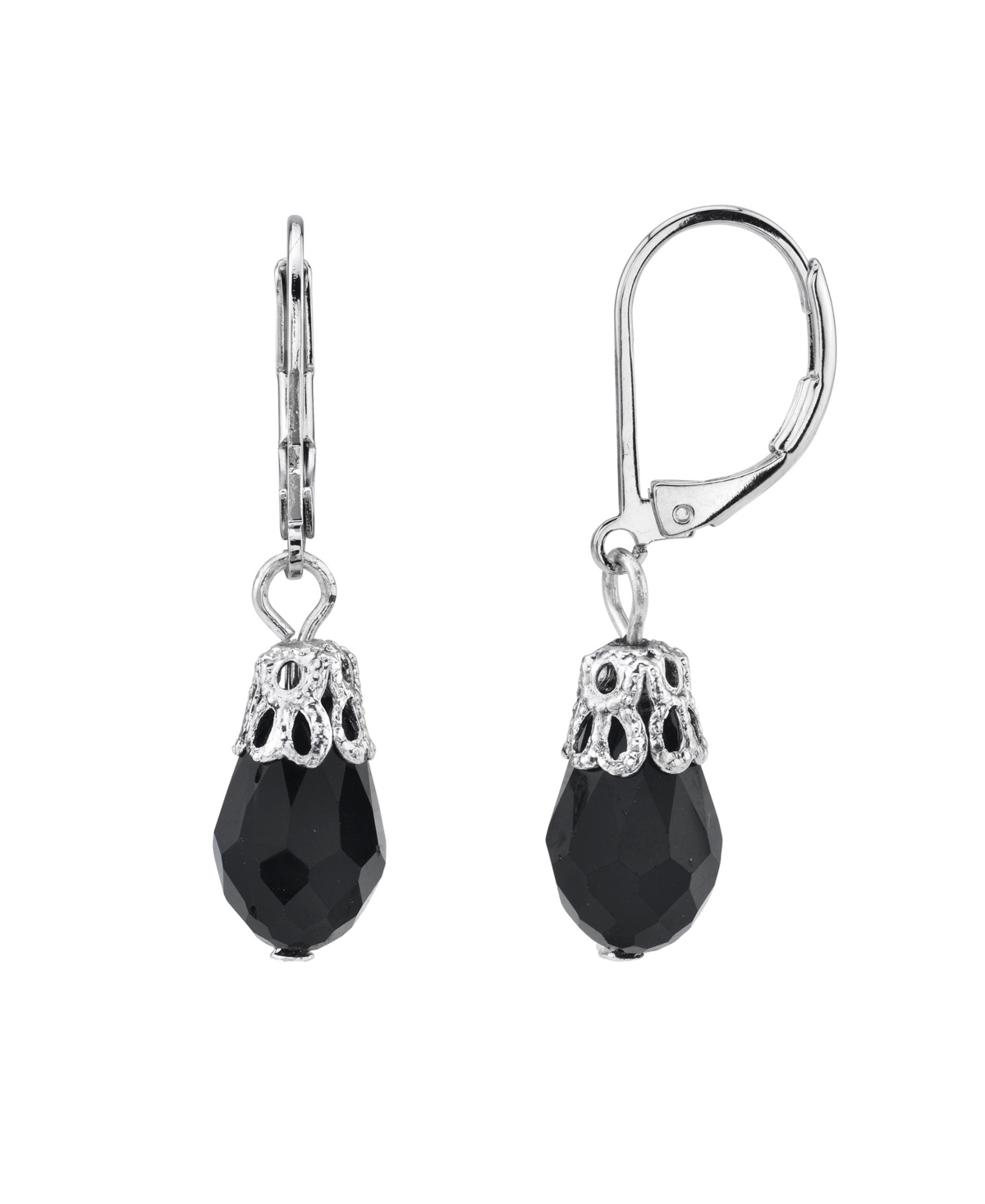 2028 Silver-tone Drop Earrings In Black