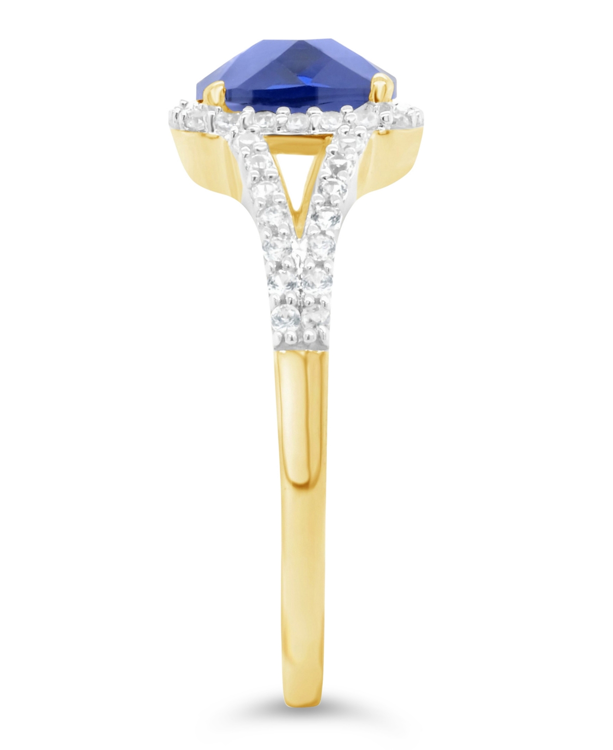 Lab-Grown(2 ct. t.w.) and Lab-Grown White(1/4 ct. t.w.) Ring in 10k Yellow Gold - Sapphire