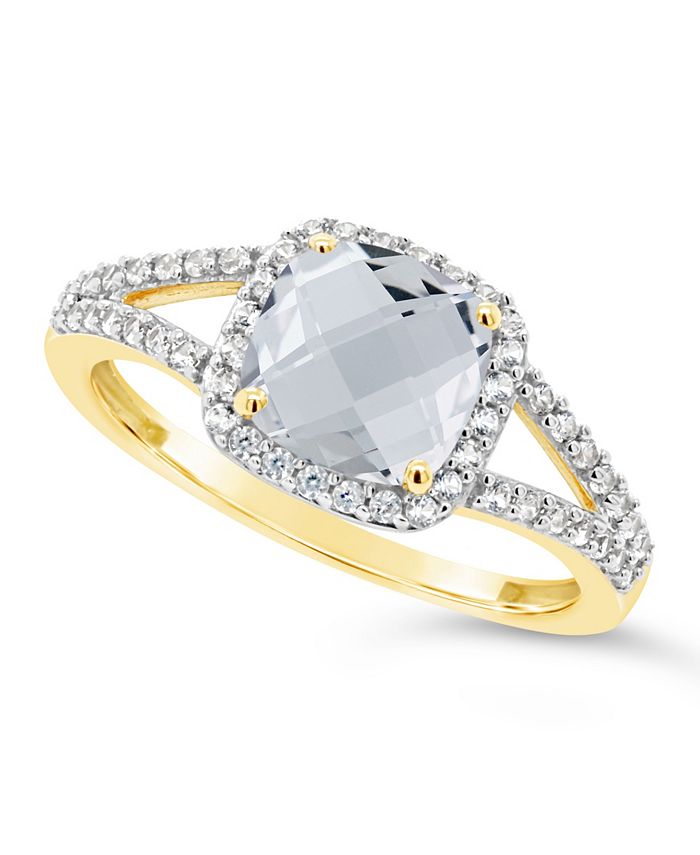 Macy's - Created White Sapphire (1-3/4 ct. t.w.) and Created White Sapphire (1/4 ct. t.w.) Ring in 10k Yellow Gold