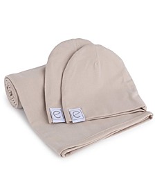 Jersey Cotton Swaddle Blankets with Baby Hat