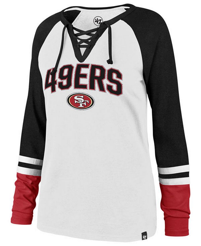 47 Brand Women's San Francisco 49ers Lace Up Long Sleeve T-Shirt - Macy's