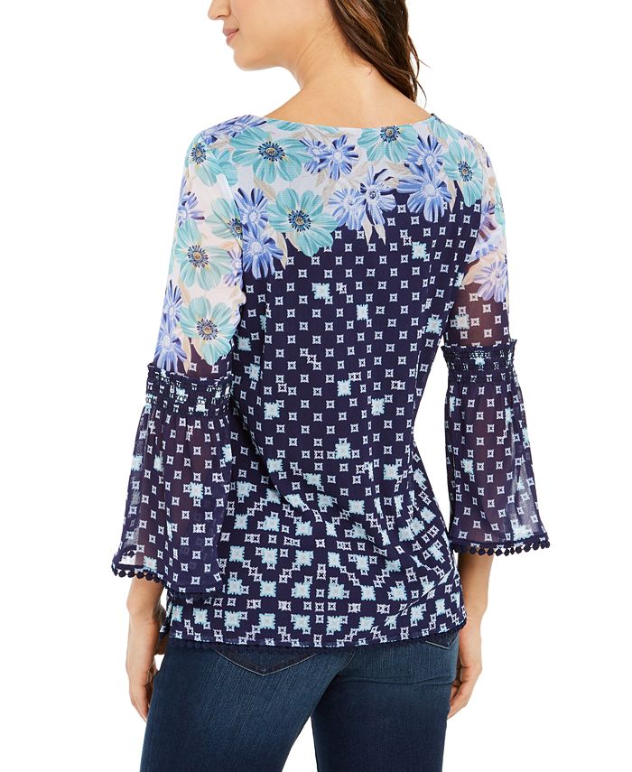 Charter Club Printed Knit Mesh Top, Created for Macy's - Macy's
