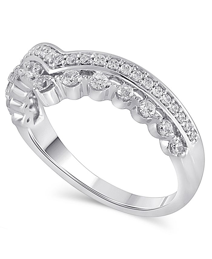 Macy's - Certified Diamond (3/8 ct. t.w.) Contour Band in 14k White Gold