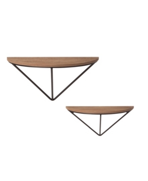 Glitzhome Farmhouse Metal and Wooden Wall Shelves Set of 2