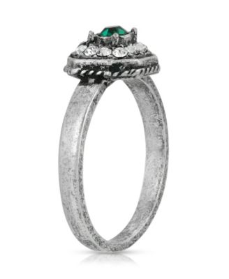 Pewter and Clear Crystal Octagonal Ring