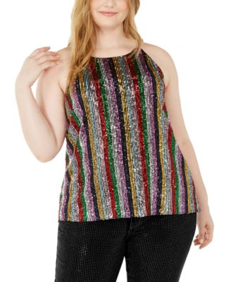 macy's plus size sequin tops