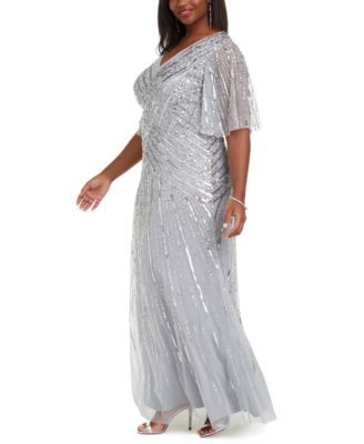 Adrianna Papell Plus Size Beaded Gown - Macy's