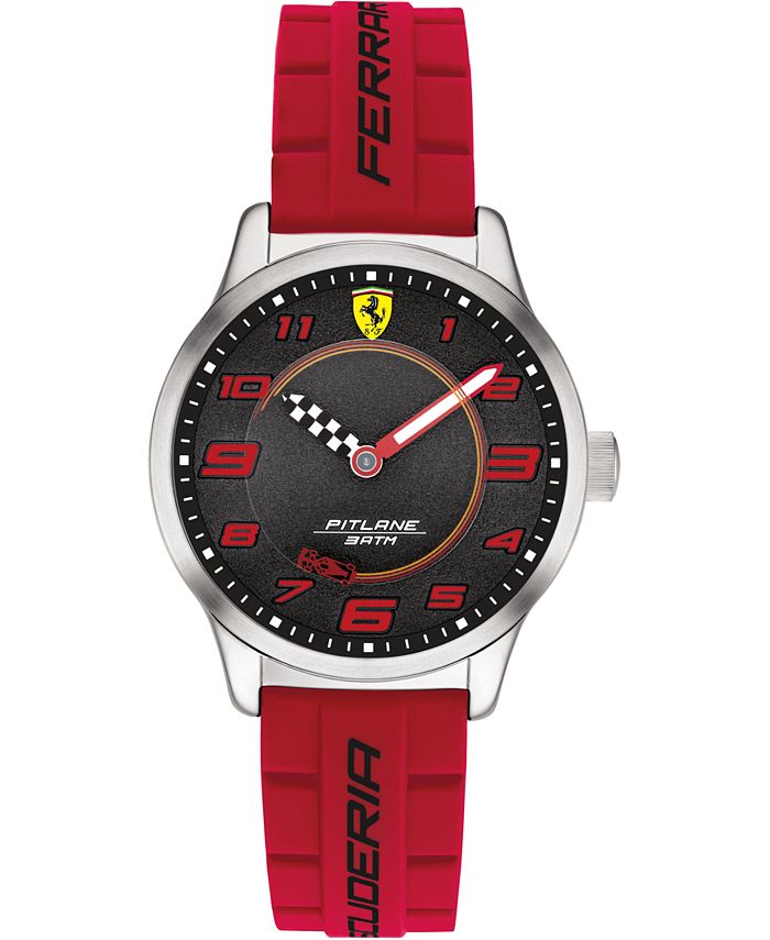 Ferrari Kid's Pitlane Red Silicone Strap Watch 34mm - Macy's