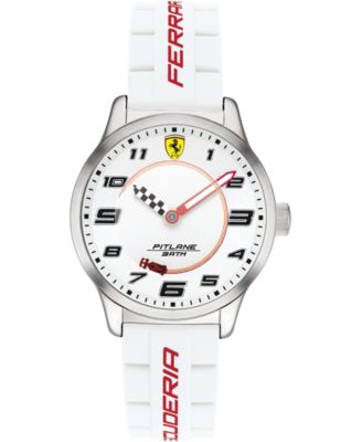 Ferrari Kid's Pitlane White Silicone Strap Watch 34mm