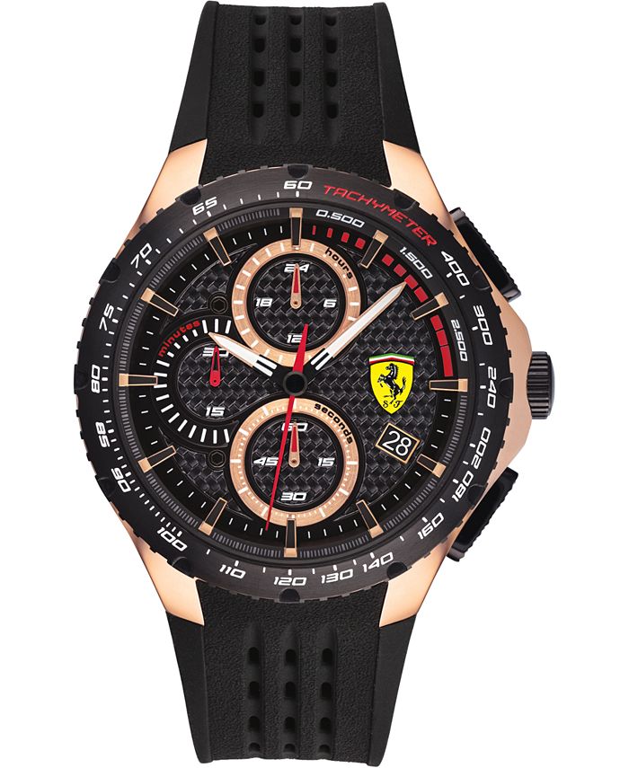 Ferrari - Men's Chronograph Pista Black Silicone Strap Watch 44mm