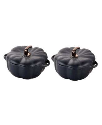 Staub Ceramic 2-pc 24-oz Petite Pumpkin Cocotte Set - Rustic Ivory66