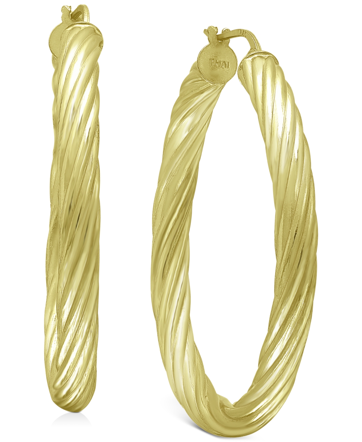 Giani Bernini Medium Twist Tube Hoop Earrings in 18k Gold-Plated Sterling Silver, 1.57", Created for Macy's