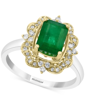 image of Effy Emerald (1-1/4 ct. t.w.) & Diamond (1/5 ct. t.w.) Ring in 14k Gold & White Gold