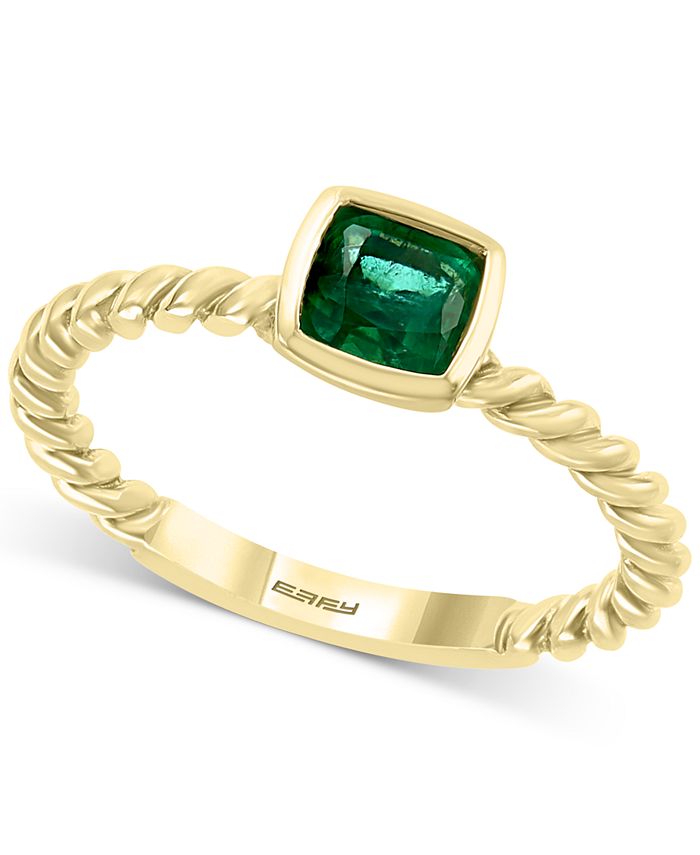 EFFY Collection EFFY Emerald Bezel Set Rope Statement Ring 1 2
