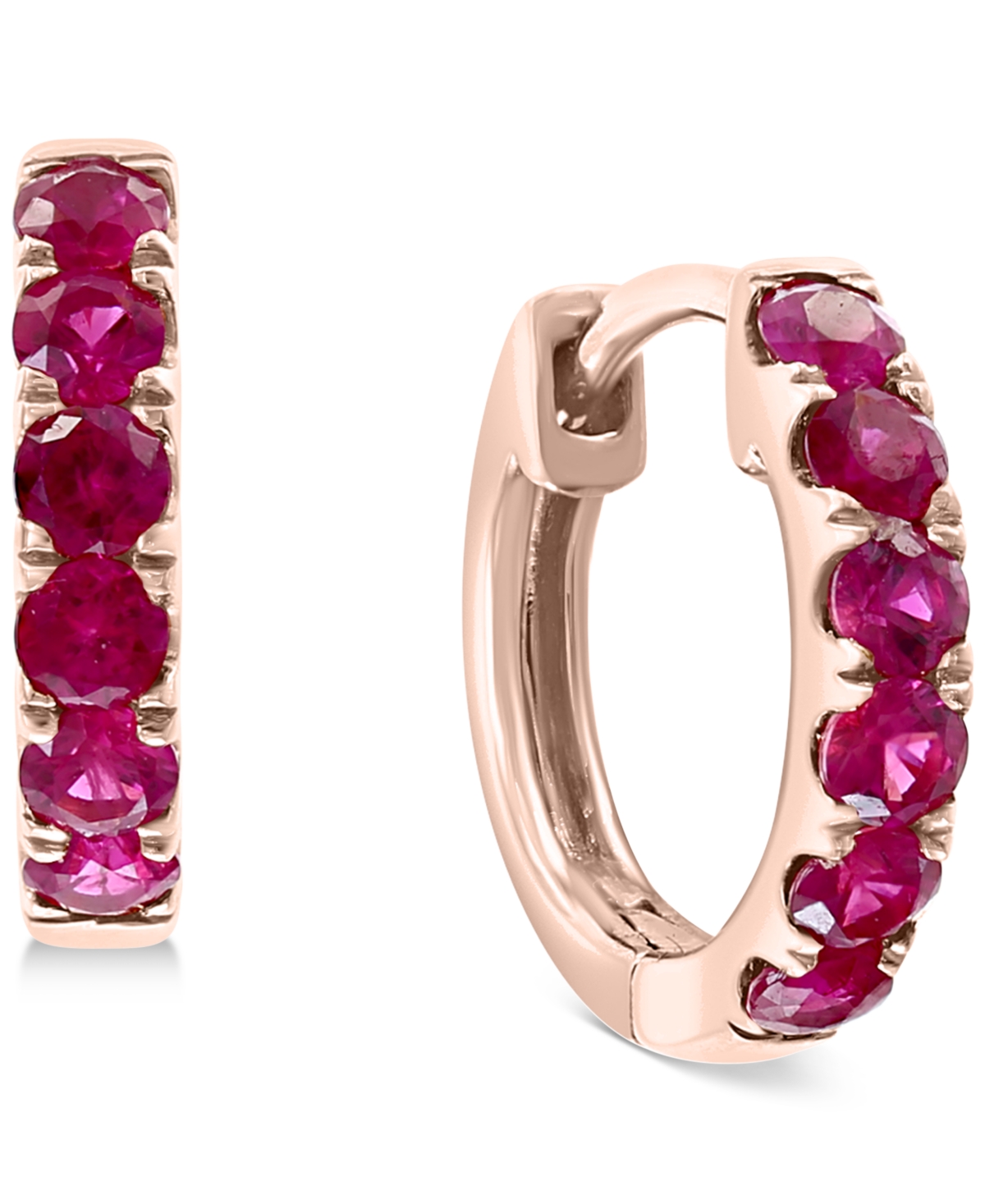 Effy Collection Effy Ruby Small Hoop Earrings (1/2 ct. t.w.) in 14k Rose Gold, 0.47" (Also in Sapphire)