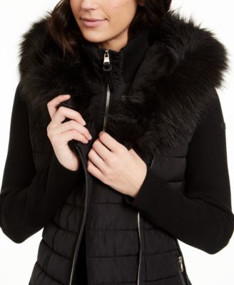 Calvin Klein Faux-Fur Trim Quilted Jacket