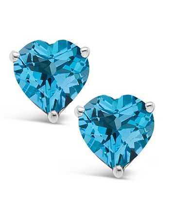 Macy's - Gemstone Stud Earrings in Sterling Silver. Available in Blue Topaz (2 ct. t.w.) and Amethyst (1-1/3 ct. t.w.)