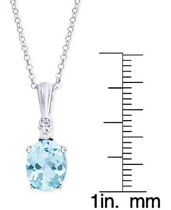 Macy's - Blue Topaz (1 ct. t.w.) & Aquamarine (1/20 ct. t.w.) 18" Pendant Necklace in Sterling Silver