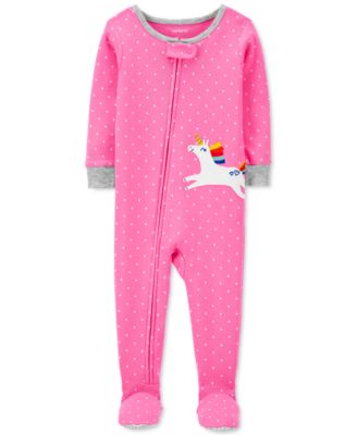 Carter's Baby Girls Dot-Print Unicorn Footed Pajamas